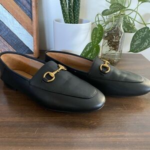 Quince Black Loafers with Gold Accent